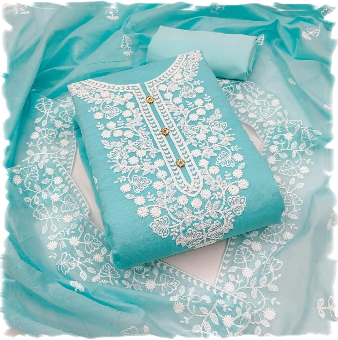 Jute cotton skin Unstitched suit