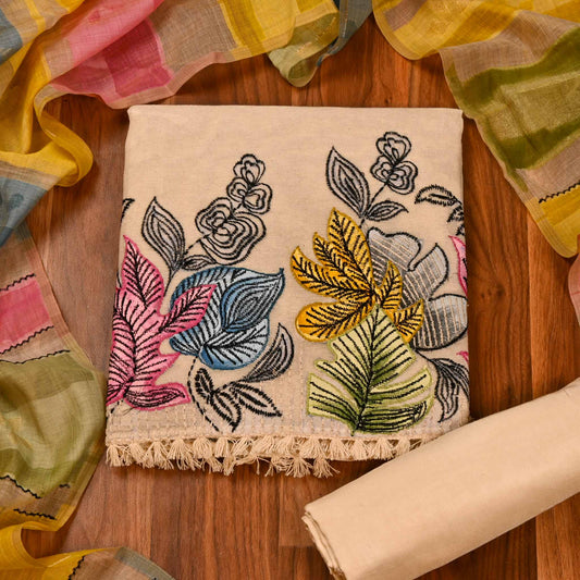 Jute cotton skin Unstitched suit