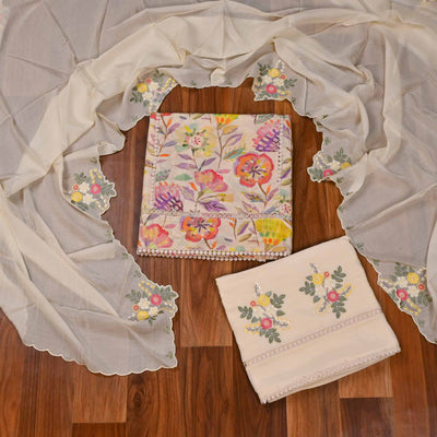 Jute cotton skin Unstitched suit